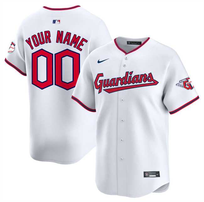 Mens Cleveland Guardians Active Player Custom White Home Limited Stitched Baseball Jersey